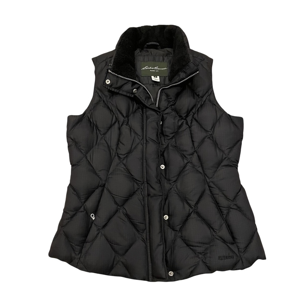 Eddie Bauer Lightweight Black Goose Down Puffer Vest Women’s Size S